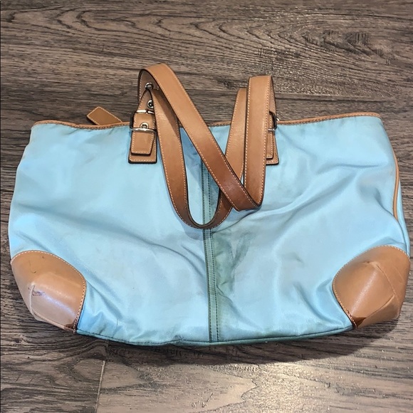 Vintage Coach Blue Tote with Vachetta Leather Trim - Picture 2 of 4